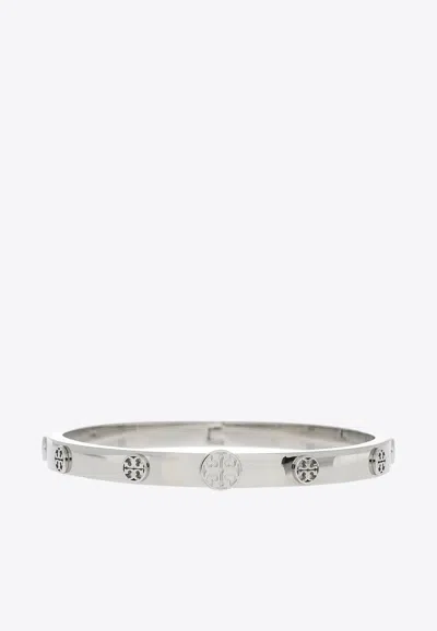 Tory Burch Miller Stud Hinge Bracelet In Silver