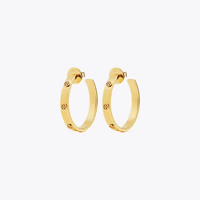 Tory Burch Miller Stud Hoop Earring In Tory Gold
