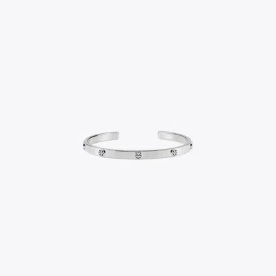 Tory Burch Miller Stud Thin Cuff In Silver