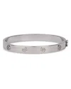 Tory Burch Miller Logo-charm Bangle Bracelet In Silver