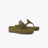 Tory Burch Miller Suede Wedge Sandal In Green