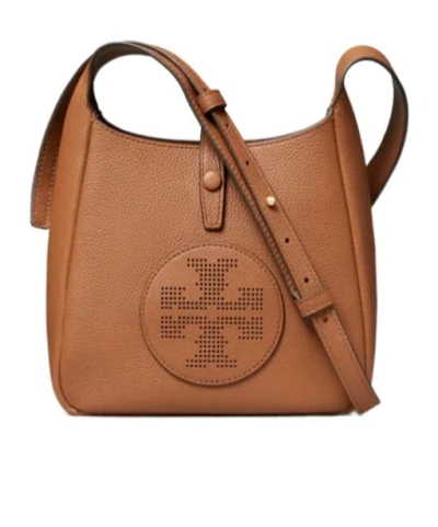 Tory Burch Perforated-logo Leather Cross Body Bag In Brown