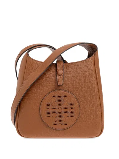 Tory Burch Perforated-logo Leather Cross Body Bag In Brown