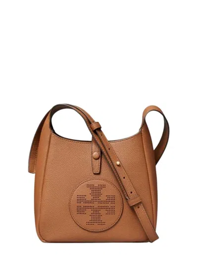 Tory Burch Perforated-logo Leather Cross Body Bag In Brown