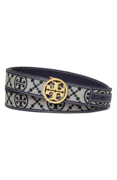 Tory Burch 1" Miller Monogram Belt In Tory Navy