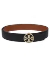 Tory Burch Miller Textured Leather Belt In Brown