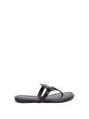 Tory Burch Miller Crystal Logo Thong Sandals In Black  