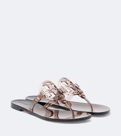 Tory Burch Rubber Miller Flat Sole Open Toe Sandals In Gold
