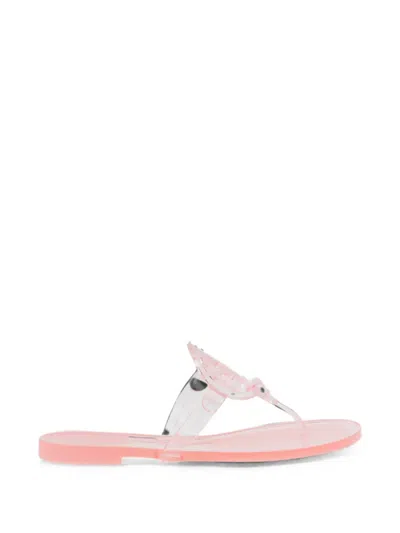 Tory Burch Miller Flat Sandals Open Toe Transparent In Pink