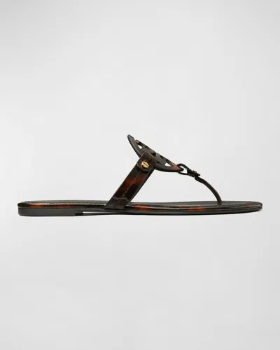 TORY BURCH MILLER TORTOISE-PRINT LEATHER SANDALS