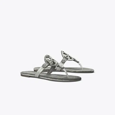 Tory Burch Miller Velvet Sandal In Gray