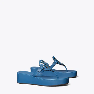 Tory Burch Miller Wedge Sandal In Dark Blue Azure