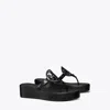 Tory Burch Black Logo Wedge Sandals In Perfect Black