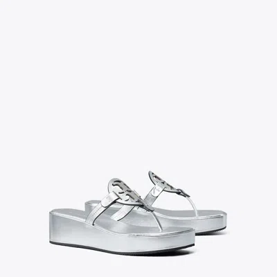Tory Burch Miller Wedge Sandal In Silver