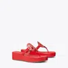Tory Burch Miller Platform Wedge Thong Sandal In Tory Red