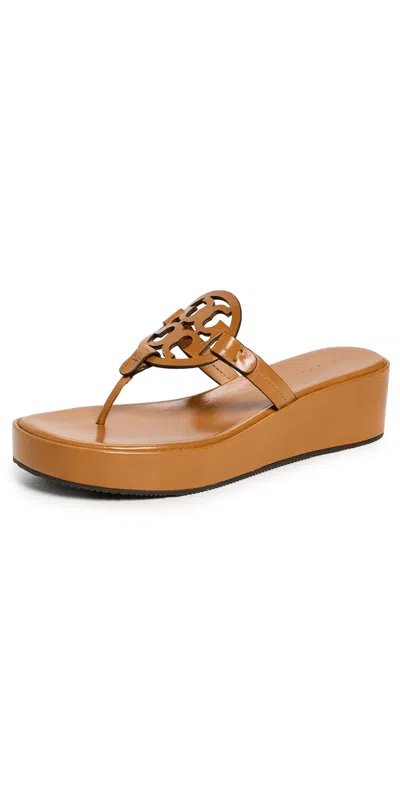 Tory Burch Miller Wedge Sandals 25mm Walnut In Brown