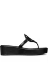 Tory Burch Black Miller Wedge Sandals
