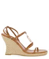 Tory Burch Capri Miller Espadrille Wedge Sandal In Caramel Corn/gold