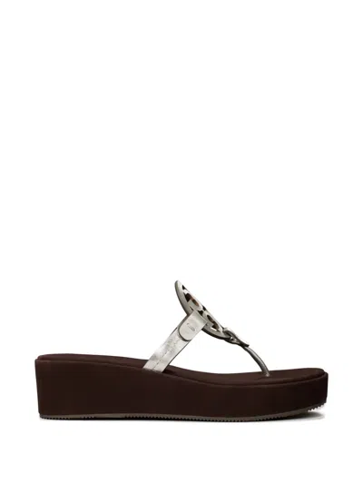 Tory Burch Miller Wedges In Silver