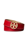 Tory Burch Miller Reversible Logo Belt In Tory Red/ginger/gold