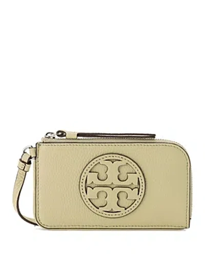 Tory Burch Miller Zip Top Card Case In Green