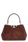 Tory Burch Eleanor Boston Bag In Cocoa Color Suede In Brown