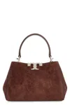 Tory Burch Eleanor Boston Bag In Cocoa Color Suede In Brown