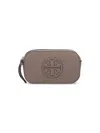 Tory Burch Textured Finish Crossbody Bags With Adjustable Strap And Tassel Detail In Gray
