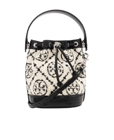 Tory Burch Mini Bouclé Bucket Bag In Black