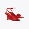 Tory Burch Mini Bow Espadrille Ankle Strap Wedge Sandal In Multi