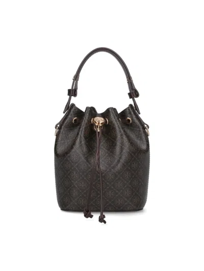 TORY BURCH TORY BURCH MINI BUCKET BAG "T MONOGRAM" – BROWN