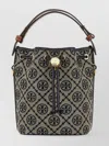 Tory Burch Mini Bucket Bag With Embroidered Fabric T Monogram In Black