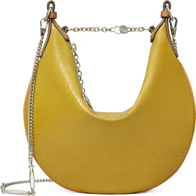 Tory Burch Mini Chain Strap Croc Embossed Leather Balloon Bag In Yellow