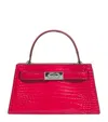 Tory Burch Mini Croc Leather Lee Radziwill Top-handle Bag In Red
