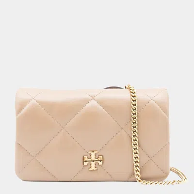 Tory Burch Mini Diamond Quilt Chain Wallet In Gray