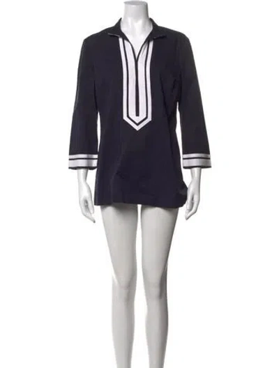 Pre-owned Tory Burch Mini Dress In Blue