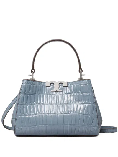 Tory Burch Mini Eleanor Croc-embossed Tote Bag In Blue