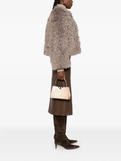 Tory Burch Mini Eleanor Embossed Handbag In Neutral