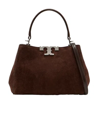 Tory Burch Mini Eleanor Logo Plaque Satchel Bag In Brown