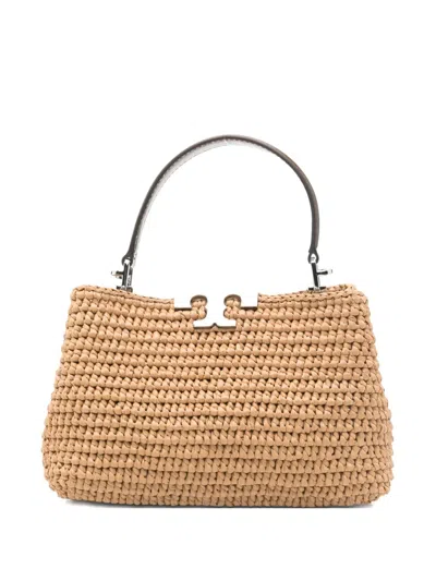 Tory Burch Mini Eleanor Straw Tote Bag In Neutral