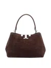 Tory Burch Mini Eleanor Suede Satchel Bag In Brown