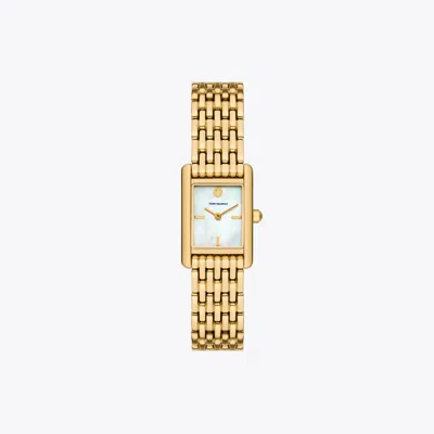 Tory Burch Mini Eleanor Watch In White Mop/gold