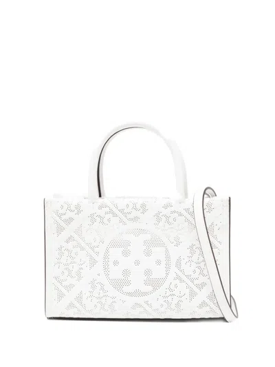 Tory Burch Mini Ella Bio Perforated Tote Bag In White