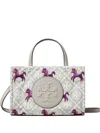 Tory Burch Mini Ella Horse-pattern Logo Tote In Gray