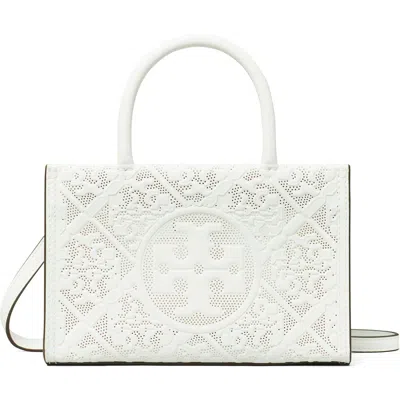Tory Burch Mini Ella Peforated Bio Tote In Blanc