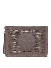 Tory Burch Hand-crocheted Mini Pouch Handbag In Brown