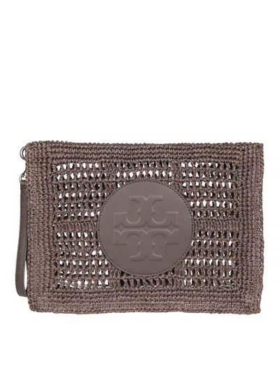 Tory Burch Hand-crocheted Mini Pouch Handbag In Brown