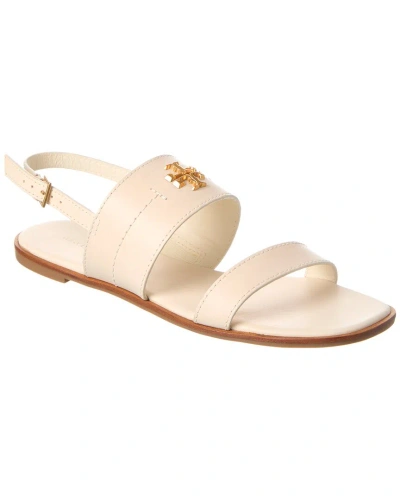 Tory Burch Mini Everly Back Strap Leather Sandal In White