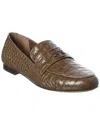 Tory Burch Mini Everly Croc-embossed Leather Loafer In Animal Print