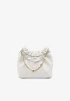 Tory Burch Mini Fleming Soft Distressed Drawstring Bag In White